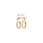 HALO gift set earrings 3-in-1 set: gold-plated studs with Preciosa crystals, heart-shaped studs, and polished hoop earrings, crafted from 94% recycled materials.