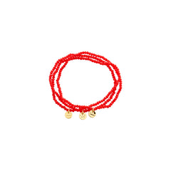 INDIGO 3-in-1 bracelet set, red/gold-plated