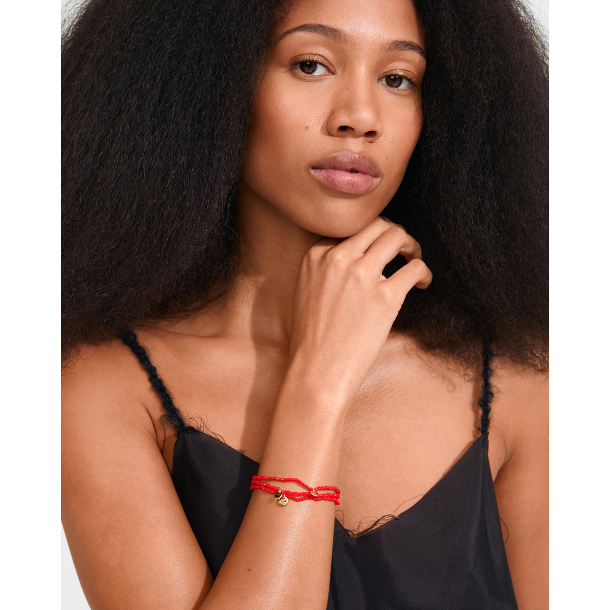 INDIGO 3-in-1 bracelet set, red/gold-plated