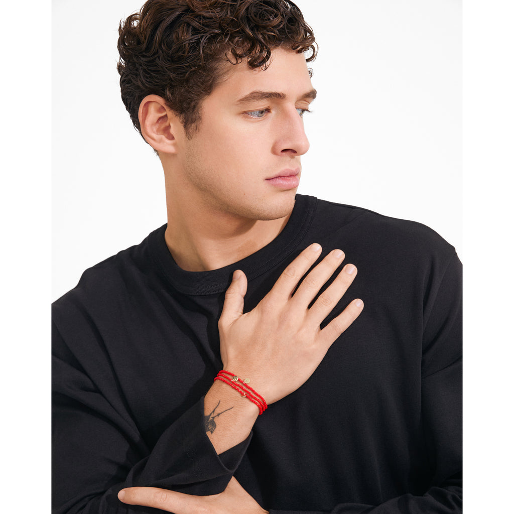 INDIGO 3-in-1 bracelet set, red/gold-plated