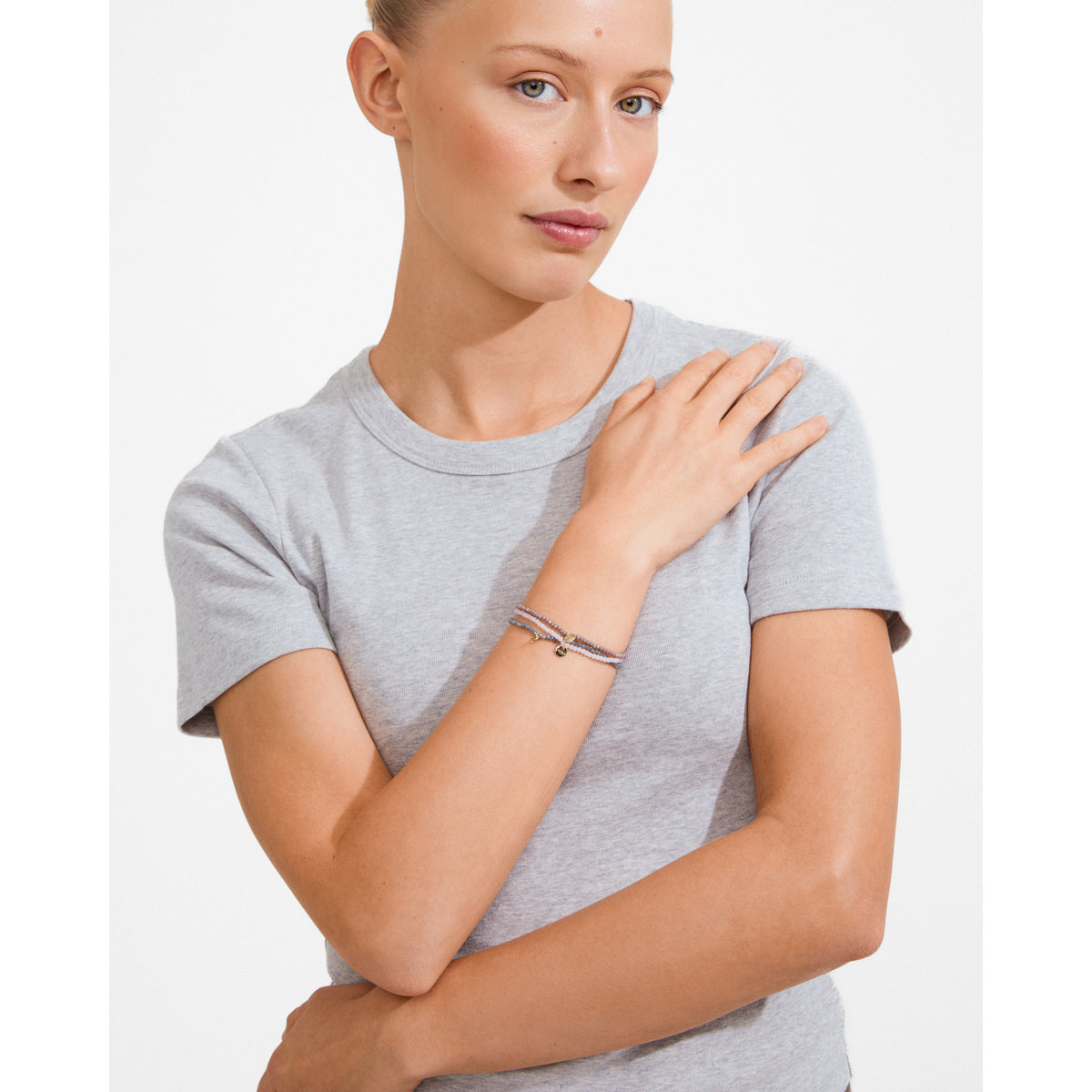 INDIGO 3-in-1 bracelet set, rose-mix/gold-plated
