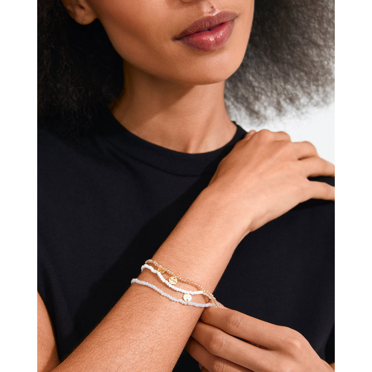 INDIGO 3-in-1 bracelet set, grey-mix/gold-plated
