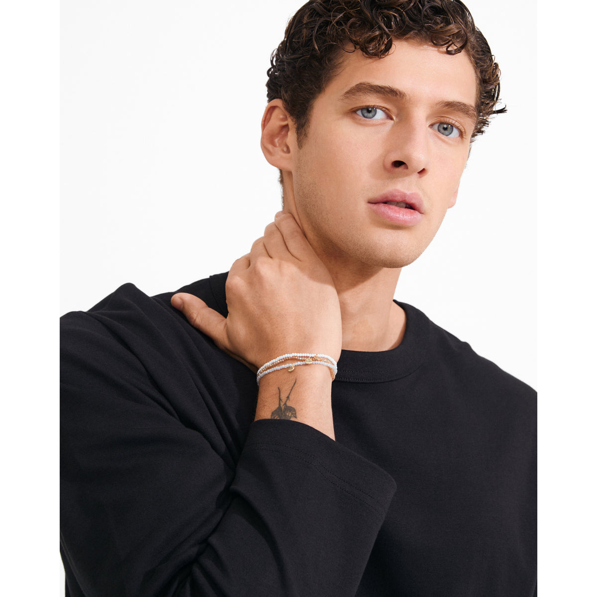 INDIGO 3-in-1 bracelet set, grey-mix/gold-plated