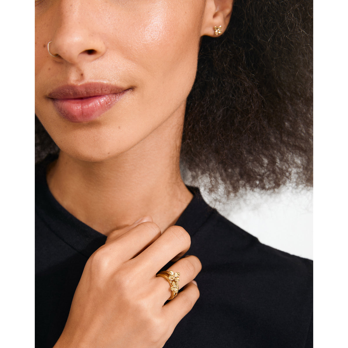 SANINE presentset, ringar & örhängen, guldpläterade