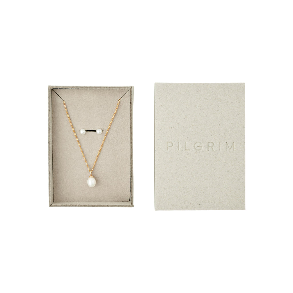 EVENA presentset, halsband & örhängen, guldpläterade
