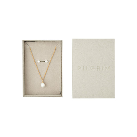 EVENA presentset, halsband & örhängen, guldpläterade