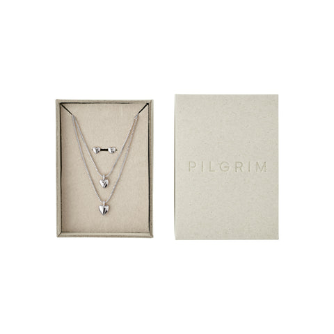 PENINA presentset, halsband & örhängen, silverpläterade