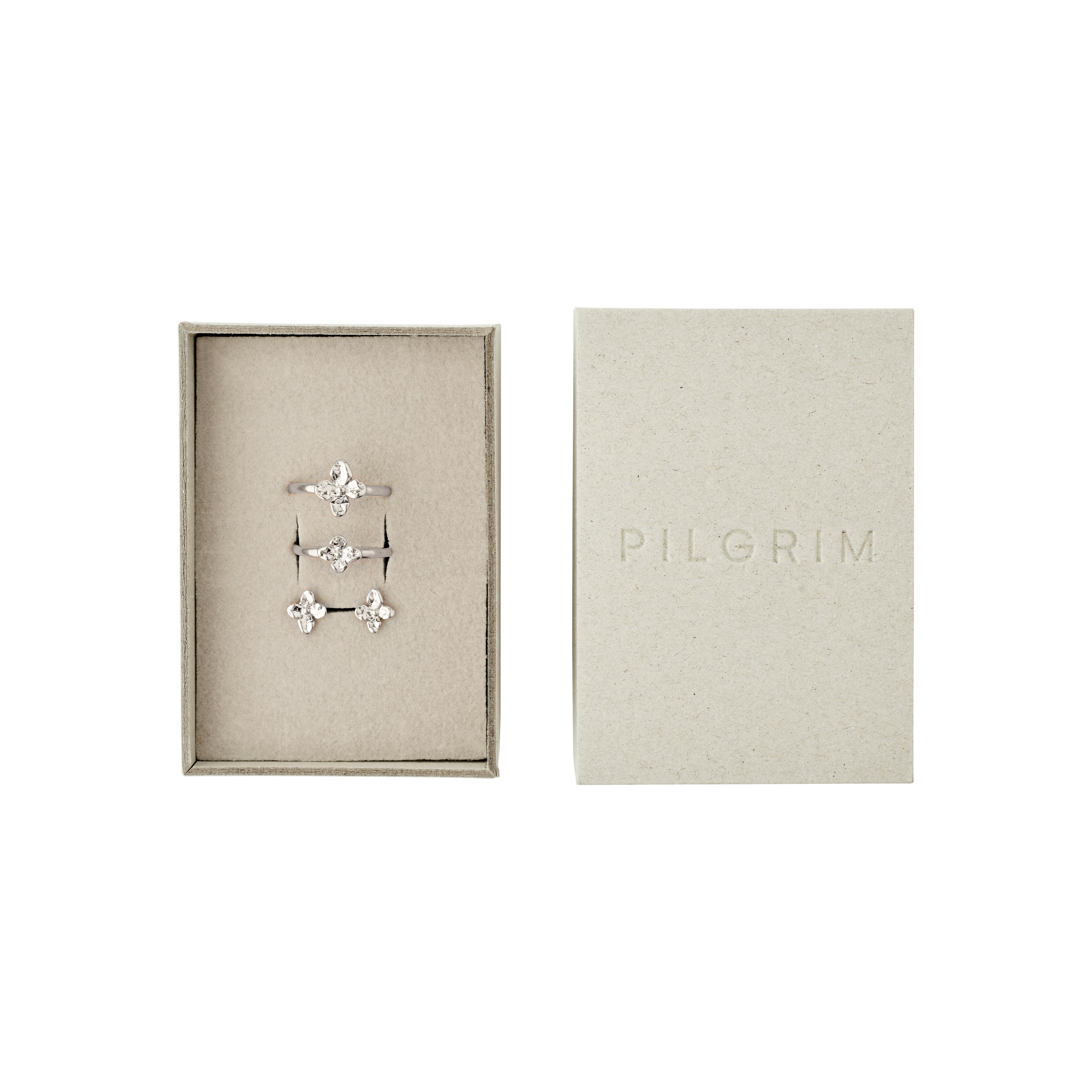 SANINE gift set, rings & earstuds, silver-plated