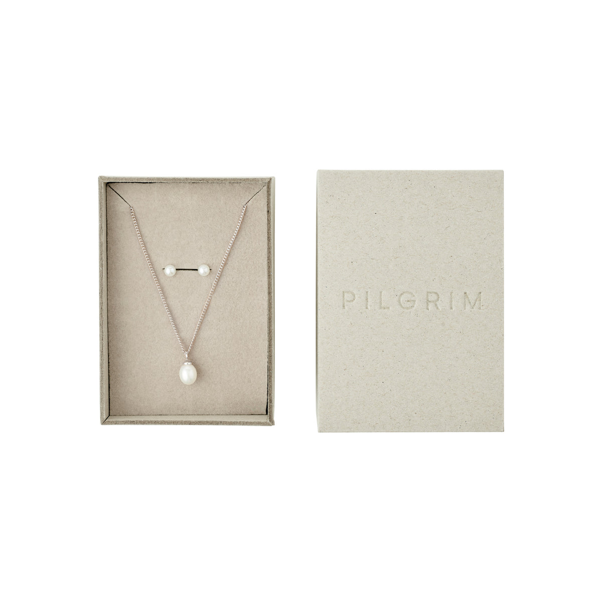 EVENA presentset, halsband & örhängen, silverpläterade