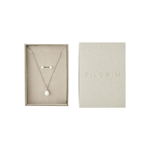 EVENA presentset, halsband & örhängen, silverpläterade