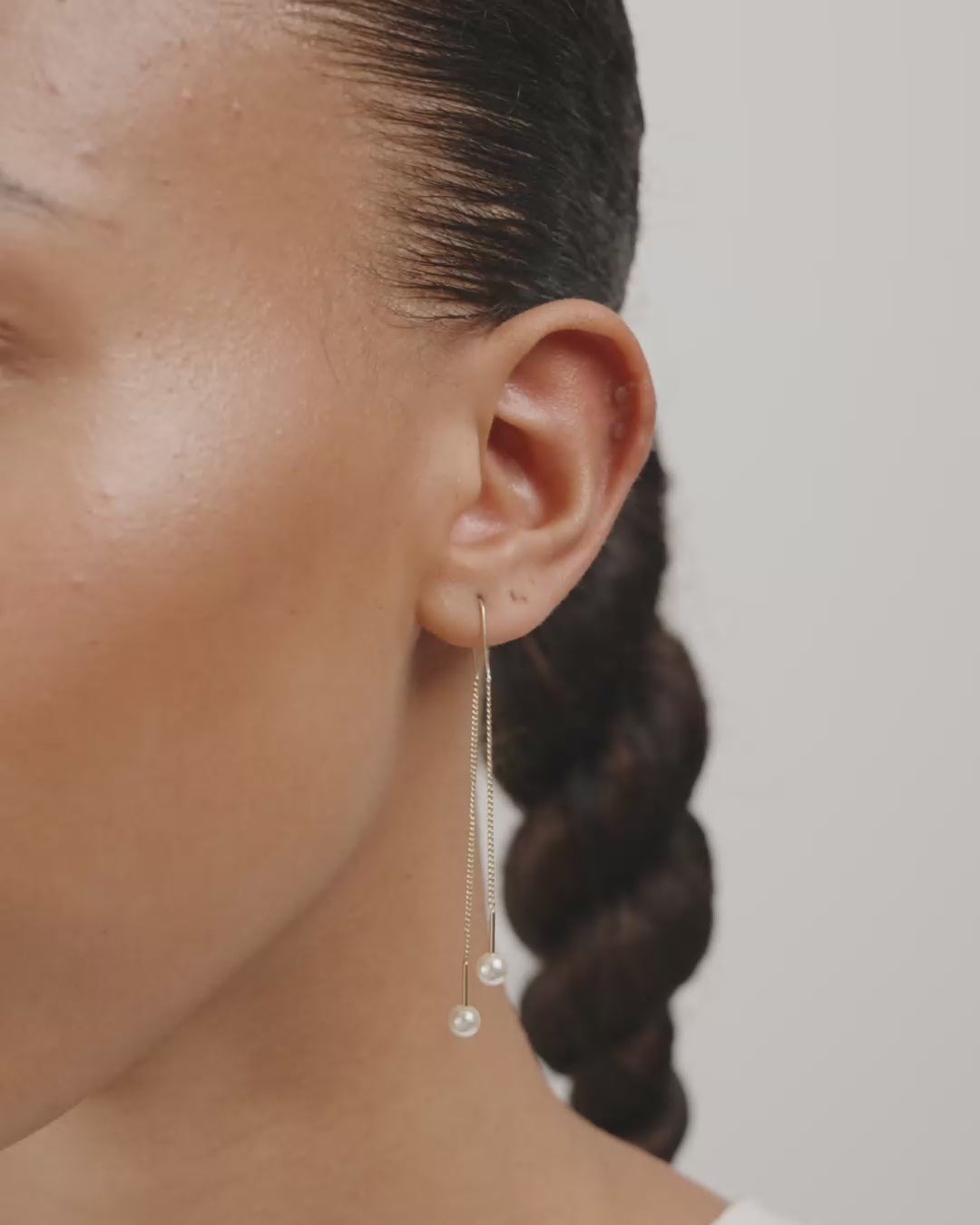 EUONIA pearl chain-earrings gold-plated