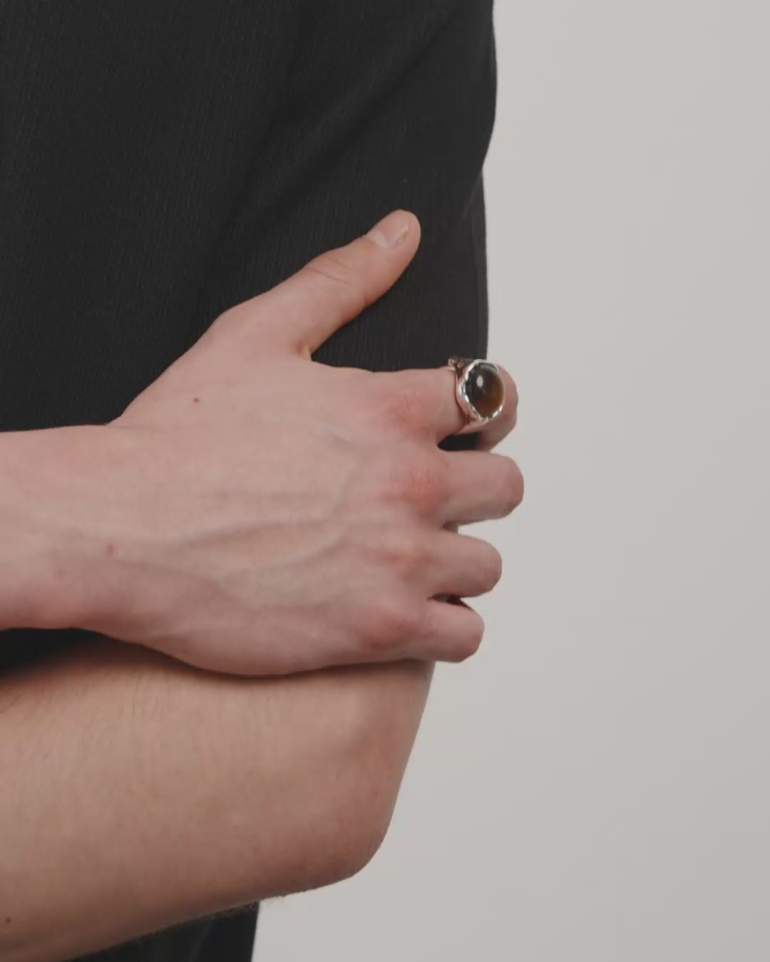 SORA Ring versilbert/braun