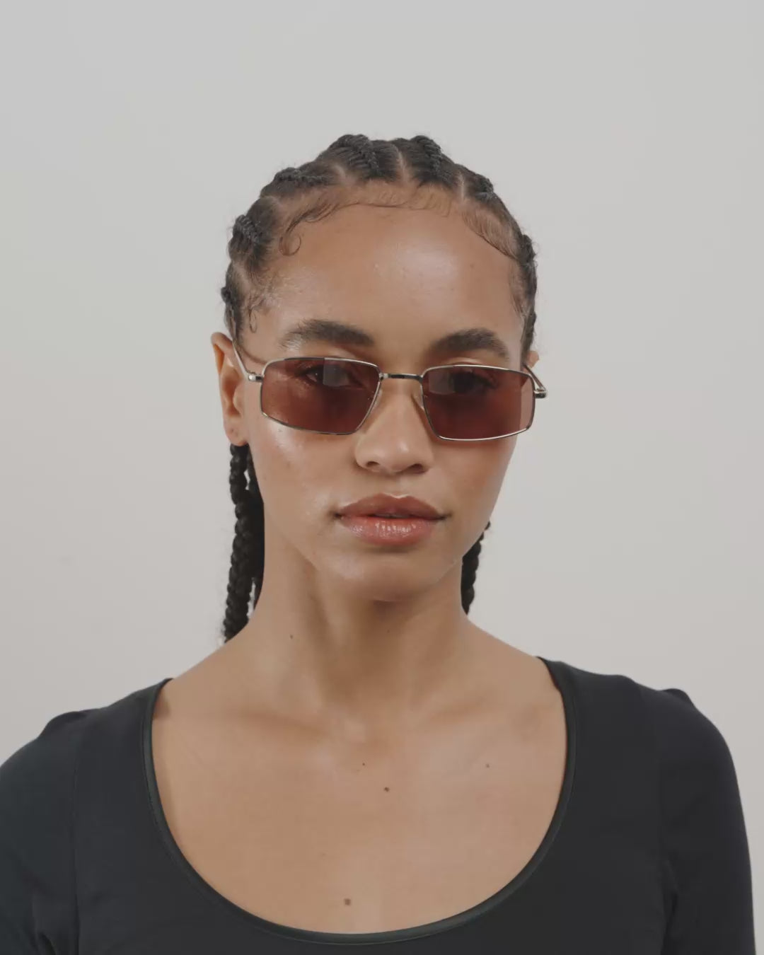 AMIYAH-Sonnenbrille in Braun/Silber
