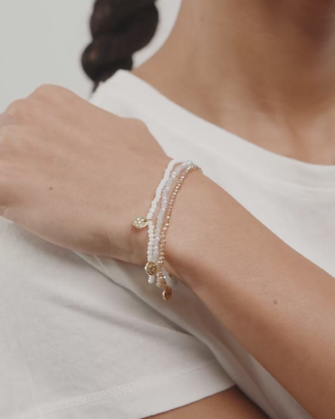 INDIGO 3-in-1 bracelet set, grey-mix/gold-plated