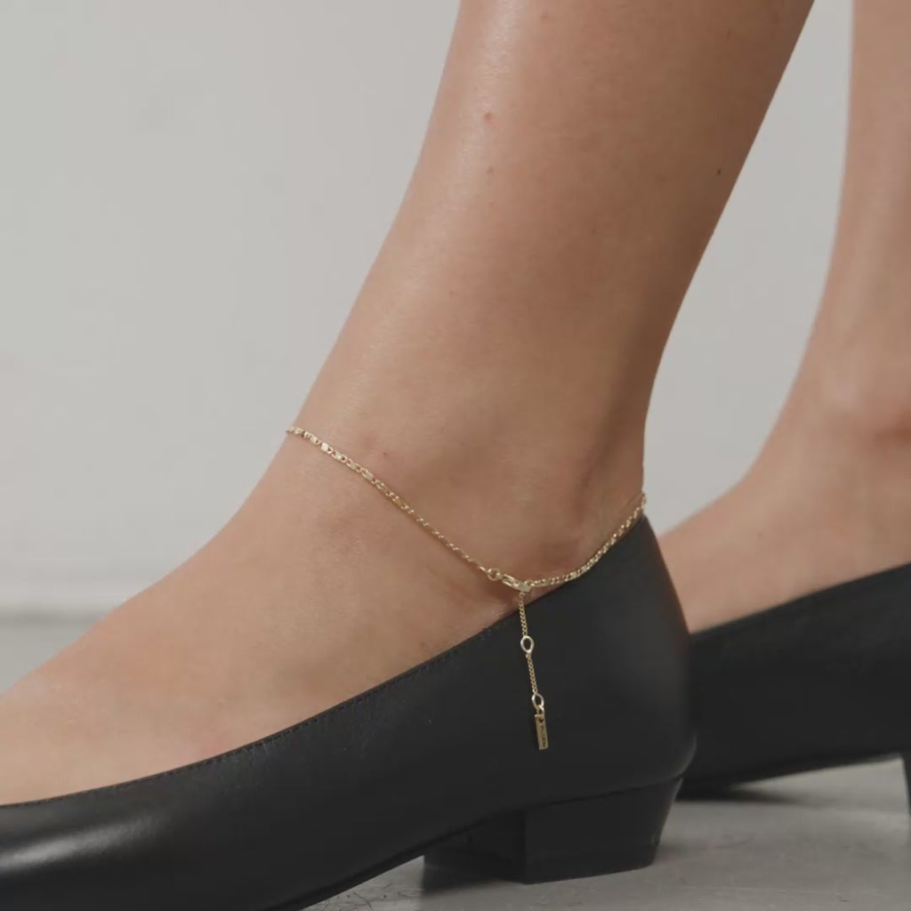 PARISA flat link ankle chain gold-plated