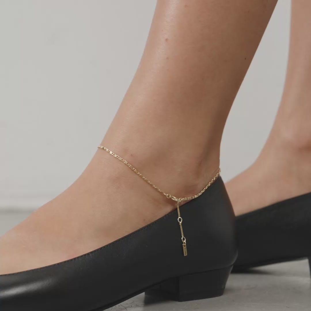 PARISA flat link ankle chain gold-plated