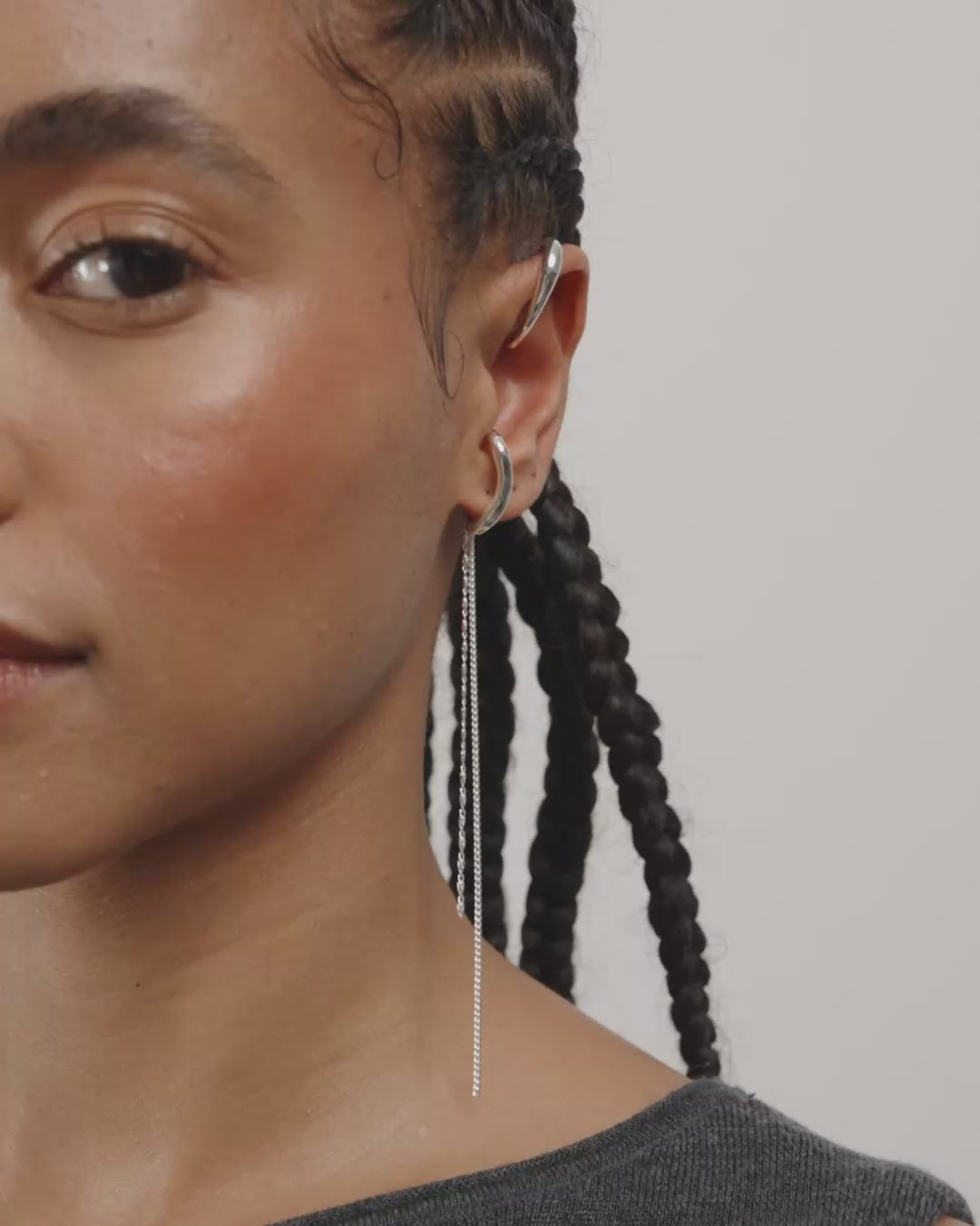 EVON ear cuff, 2-i-1 sett, sølvbelagt