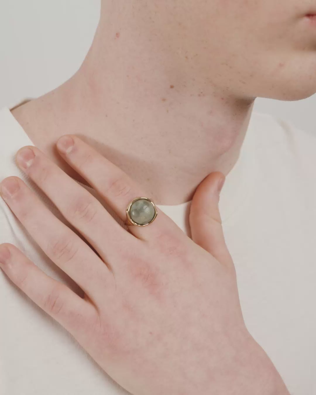 SORA Ring vergoldet/grün