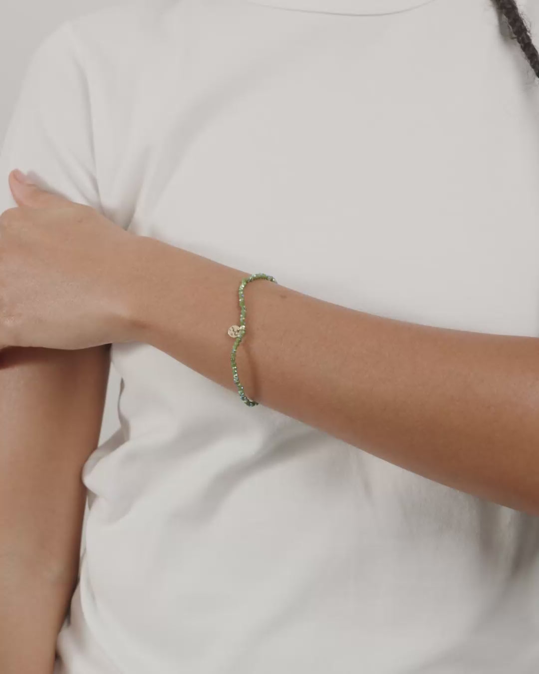 INDIE bracelet green, gold-plated