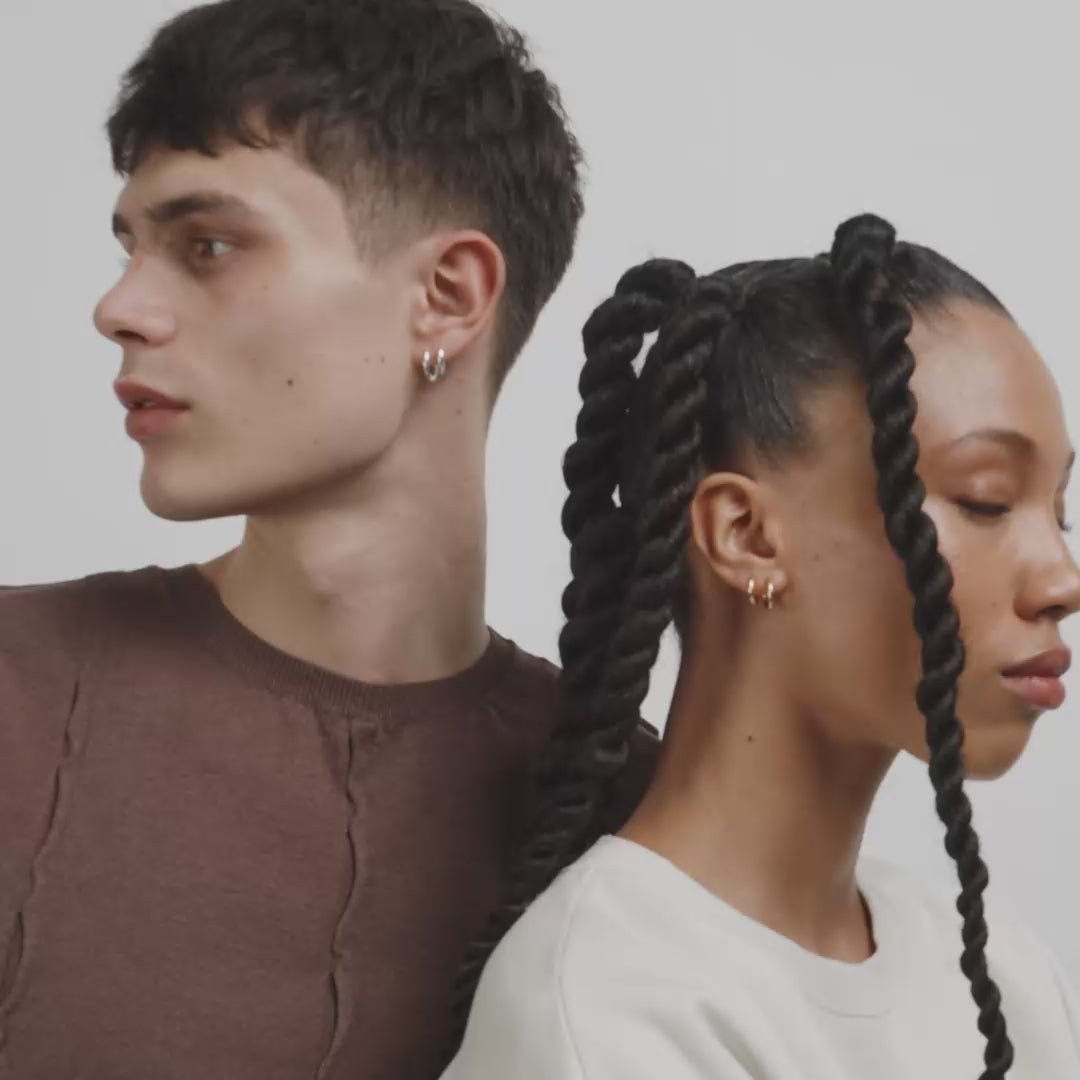 LEAF 2-in-1-set huggie-örringar, silverpläterade