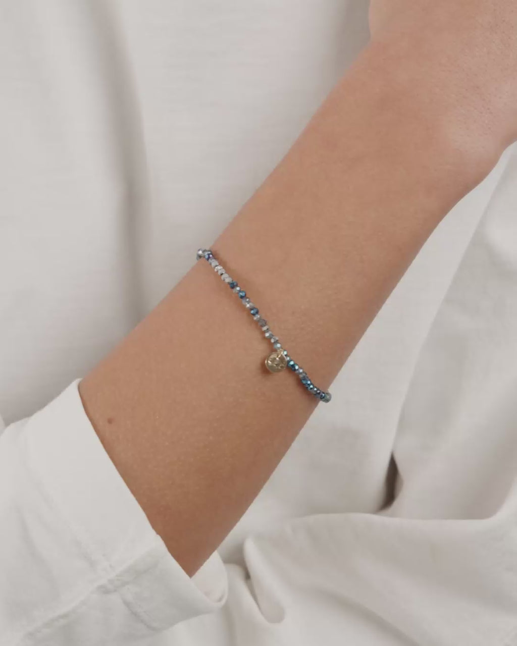 INDIE armbånd blå, gullbelagt