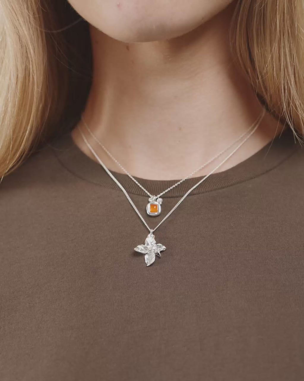 TRACE necklaces 2-in-1 set, silver-plated
