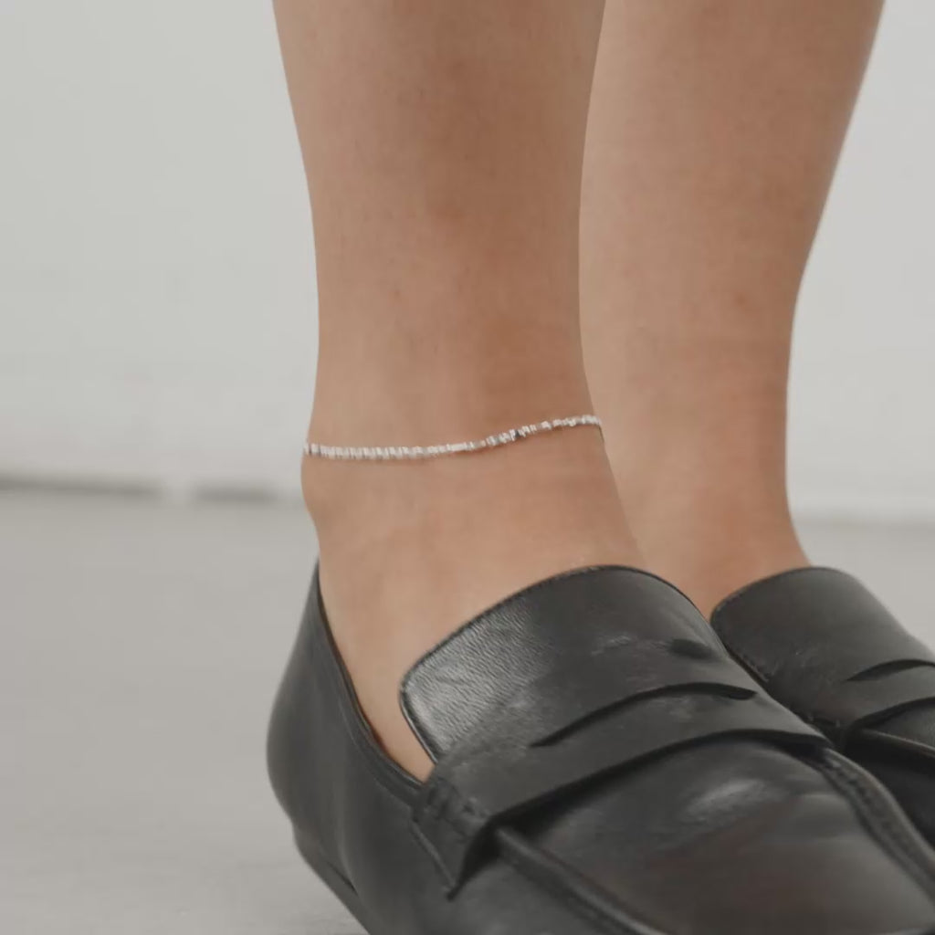 PARISA flat link ankle chain silver-plated