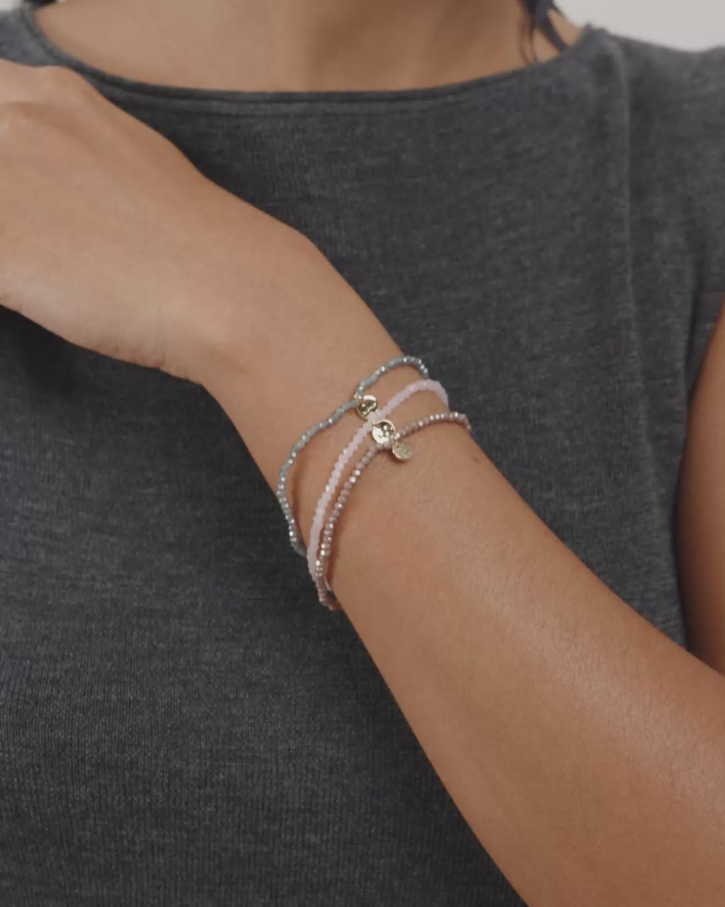 INDIGO 3-in-1 bracelet set, rose-mix/gold-plated