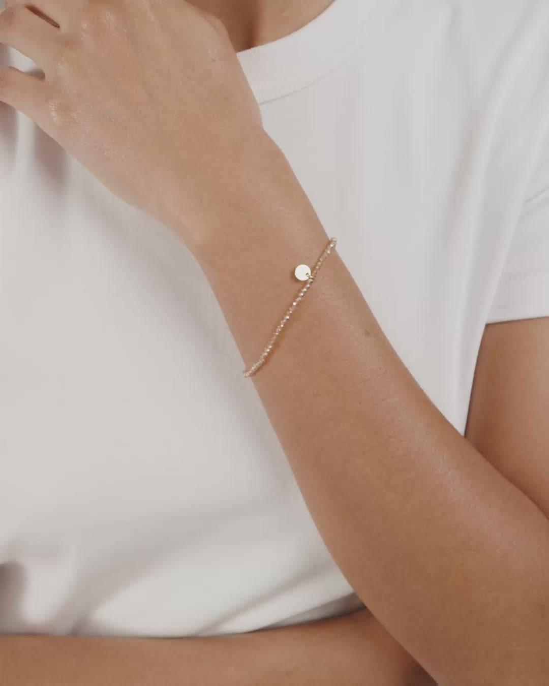 INDIE armband persikofärgat, guldpläterat