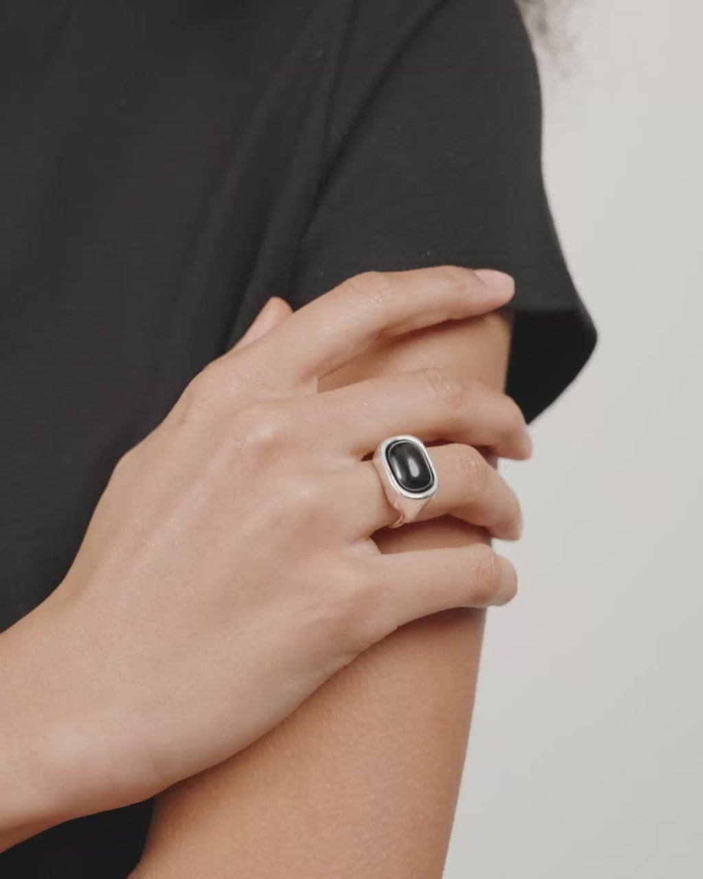 NOW ring silver-plated/black