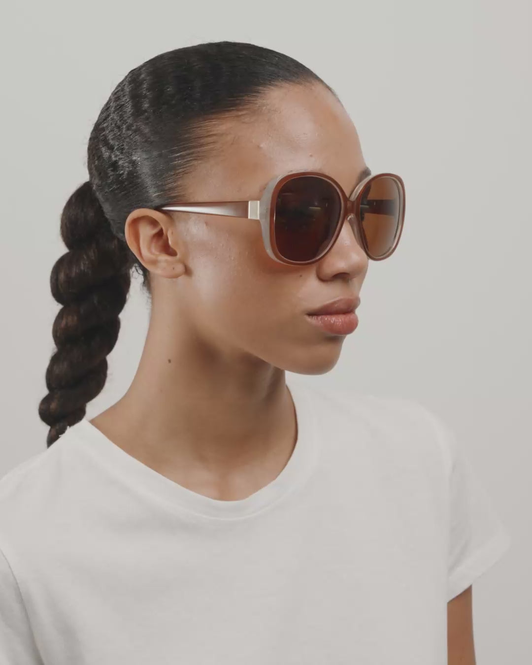 PARKER Retro-Oversized-Sonnenbrille, Hellbraun