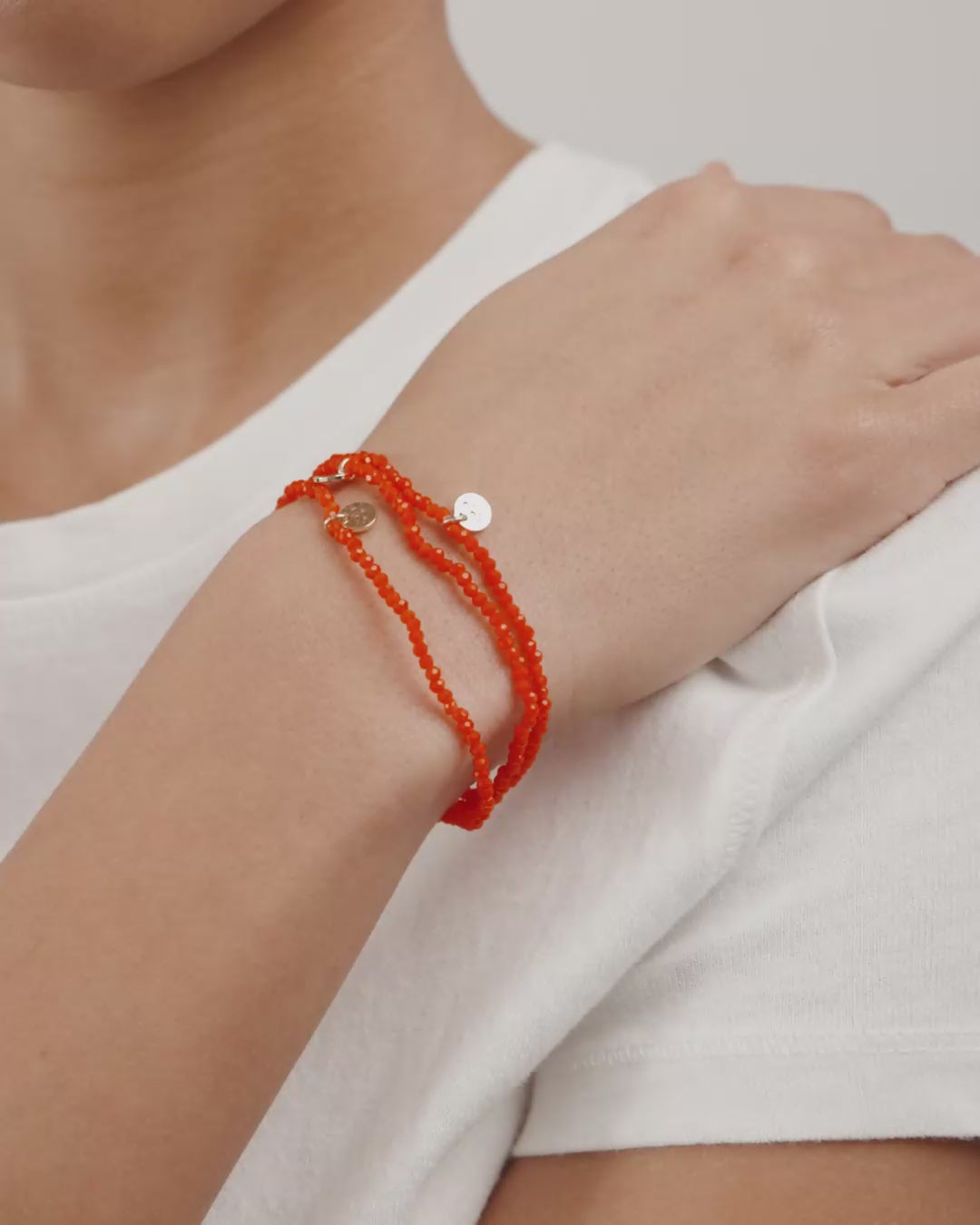 INDIGO 3-in-1 bracelet set, red/gold-plated