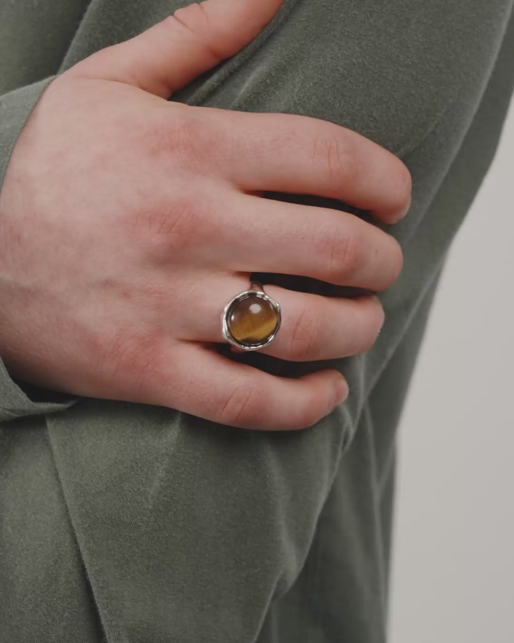 SORA Ring versilbert/braun